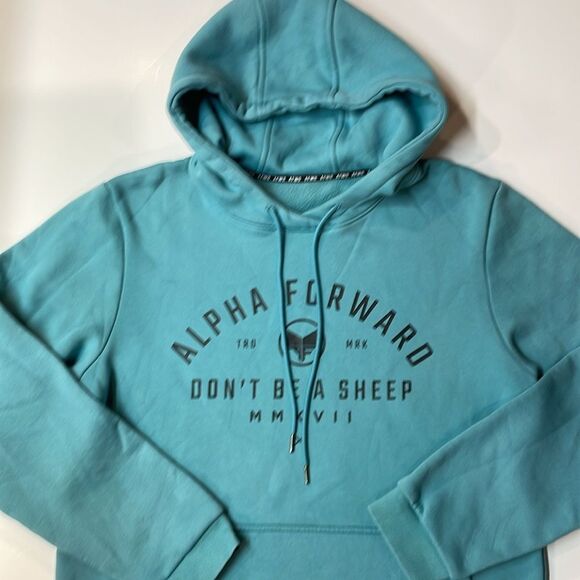 Alpha Forward Teal Graphic Hoodie “Don’t Be A Sheep” Sweatshirt Unisex Sz M - Picture 2 of 6
